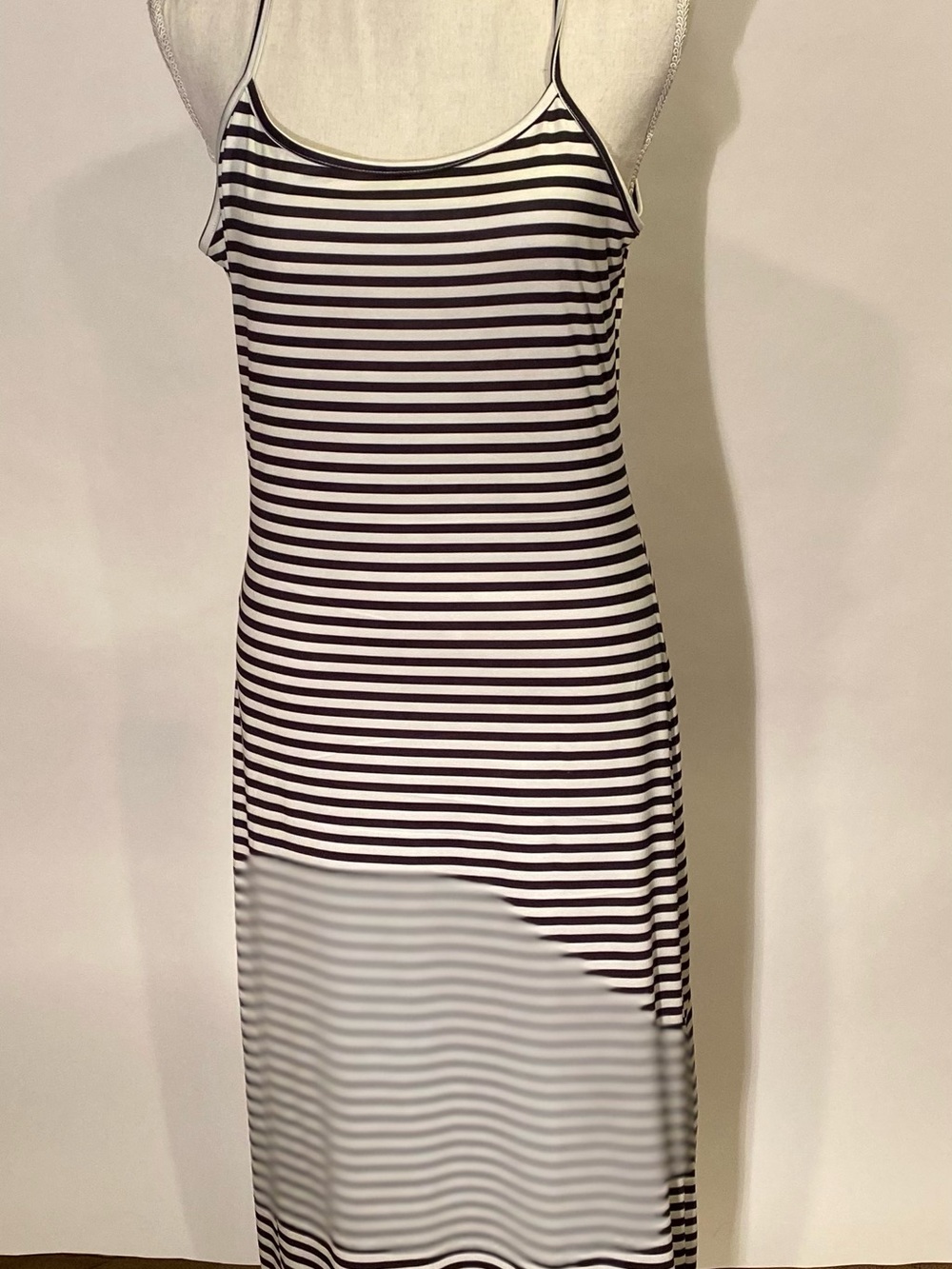 Women's Black and White Striped Slip Dress